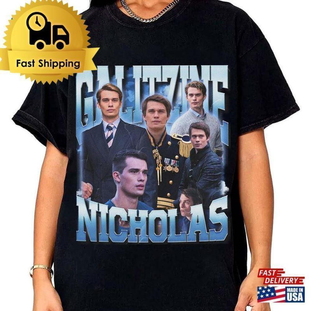 Nicholas Galitzine Retro Fan Art Red White Romance Movie Graphic T-Shirt